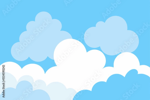 Obraz Serene Sky Fluffy White Clouds Drifting Across a Bright Blue Heaven