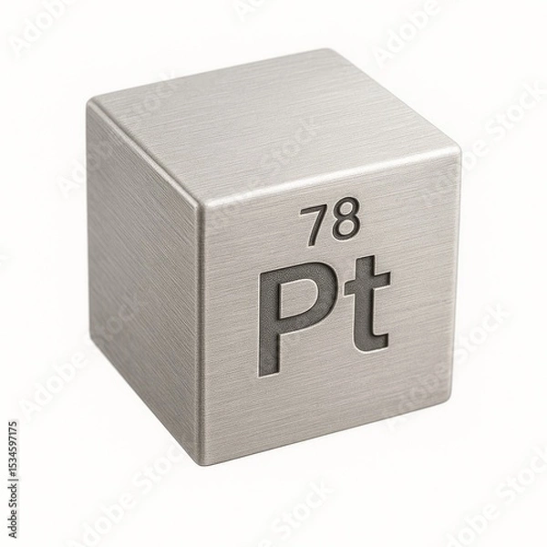 Fototapeta Platinum cube labeled Pt with atomic number 78