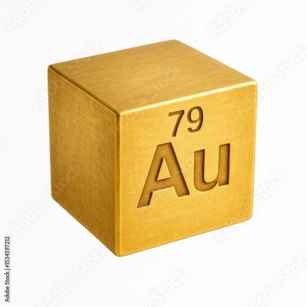 Fototapeta Gold cube with Au symbol and atomic number 79