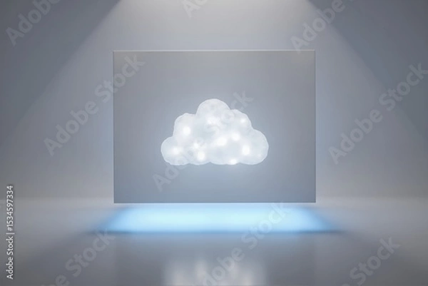 Fototapeta Abstract cloud shape illuminated on a minimalistic background  