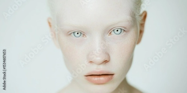 Obraz A Striking Portrait of an Ethereal Young Model Featuring Delicate Pale Features and Youthful Charm
