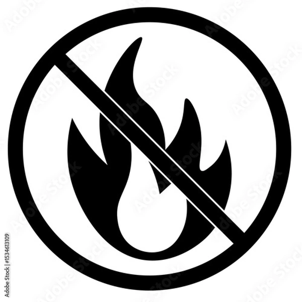 Obraz 火気厳禁マークのモノクロアイコン