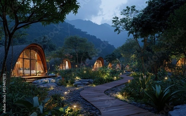 Fototapeta A realistic scene focused on eco friendly tourism and nature trails captured with natural lighting and depth.