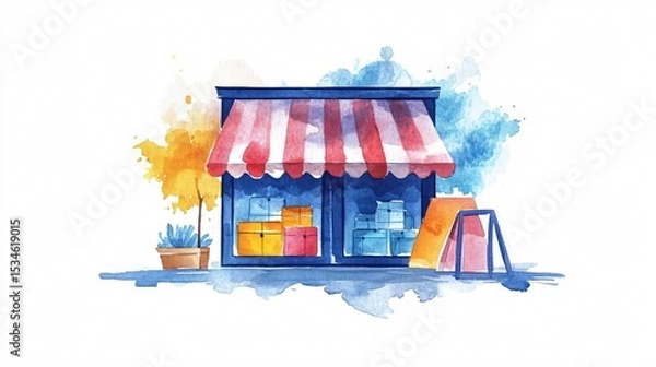 Obraz E-commerce Watercolor Style Vector Illustration
