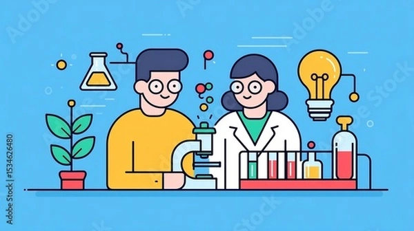 Obraz Business scientists conducting laboratory research innovate product development laboratory research concept