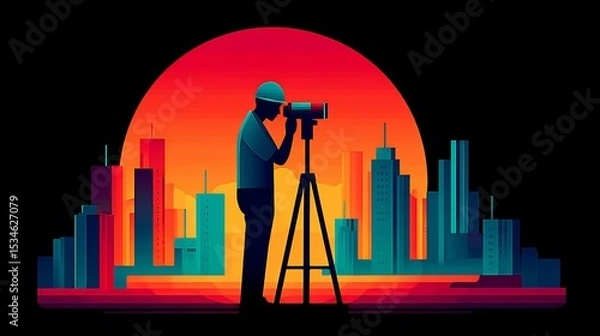 Obraz Business surveyors mapping terrains construction and development projects survey mapping concept