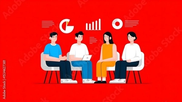 Fototapeta Business team conducting AB testing analysis digital ads multicultural professionals discussing results in a conference room testing and optimization concept
