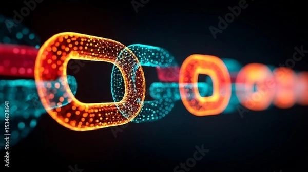 Fototapeta Chains of data links being forged digital engineers representing secure enterprise workflows secure data pipeline concept