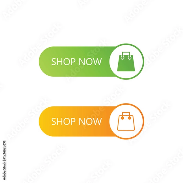 Fototapeta Shop Now Button Icon Set Vector Design.