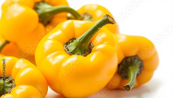 Obraz Fresh ripe yellow paprika isolated on PNG.. isolated with white highlights