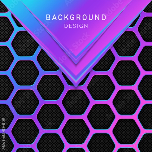 Obraz Futuristic Hexagon Background with Gradient Neon Effect