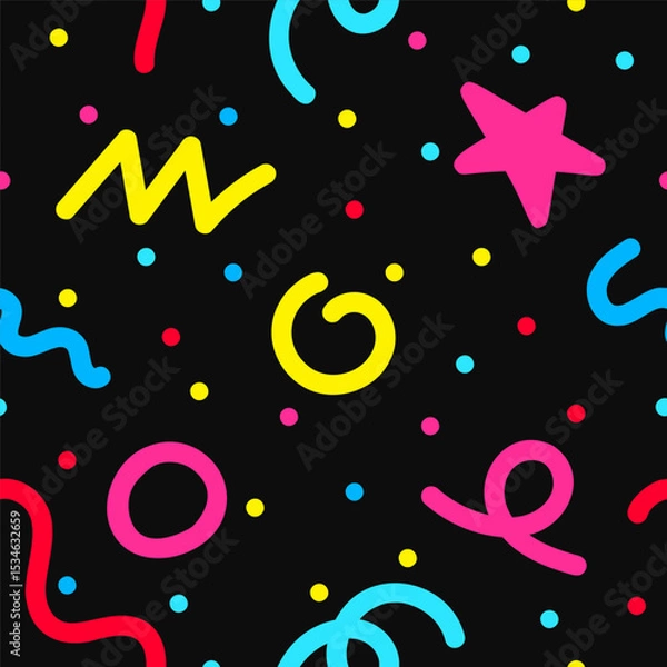 Obraz Seamless Memphis Pattern with Colorful Geometric Shapes