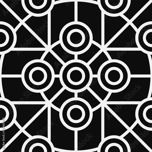 Obraz Seamless Black and White Geometric Pattern with Circles