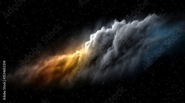Fototapeta A dense starfield filled with millions of sparkling stars, some twinkling with multi-colored light, set against deep black space with faint glowing gas clouds