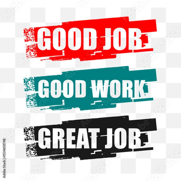 Fototapeta good job text on paint stamp set