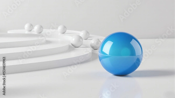 Obraz blue spheres on white background