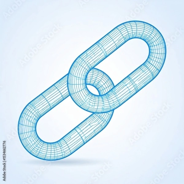 Fototapeta Abstract Blue Link Chain Digital Connection Design