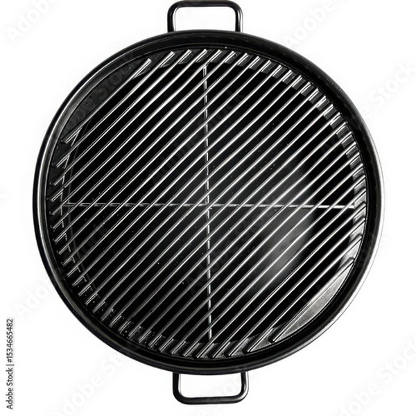 Obraz Round barbecue grill top view close up on white background