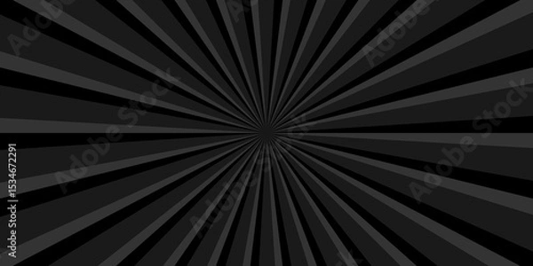 Obraz Sunburst beam light vintage shine and graphic summer explosion pattern. black and gray bright sunrise isolated glow striped texture background.	