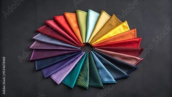 Fototapeta Color Wheel Made of Folded Fabric on Dark Background