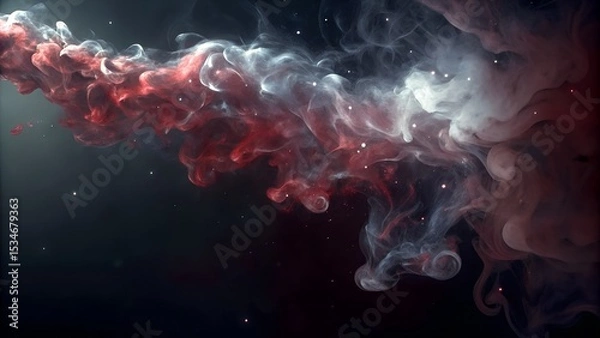 Fototapeta Abstract Red and White Smoke in Dark Atmosphere