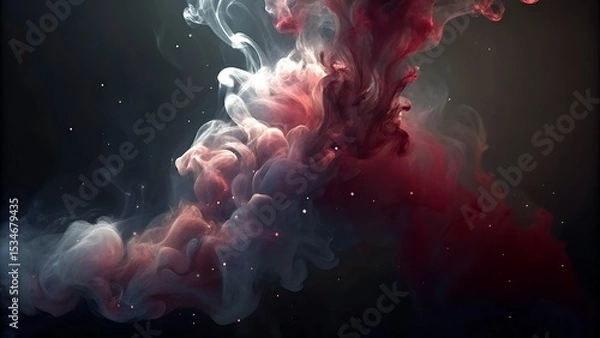 Fototapeta Abstract Red and White Smoke in Dark Atmosphere