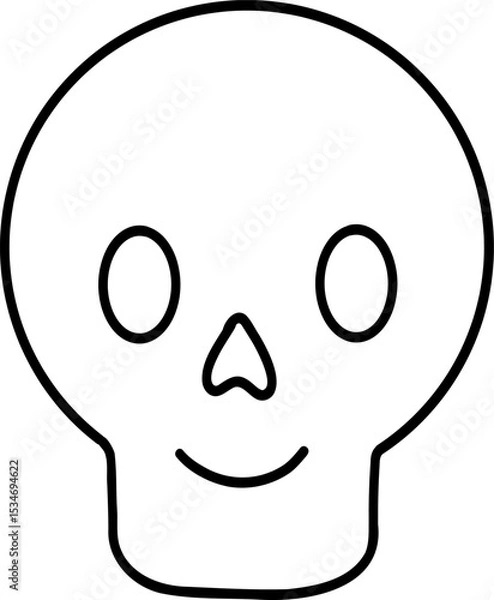 Fototapeta Human body element hand drawn outline, Simple, outlined skull illustration with a smiling expression.
