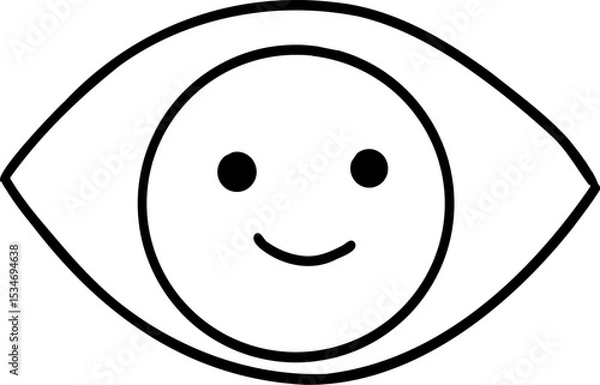 Obraz Human body element hand drawn outline, Happy face within an eye illustration.