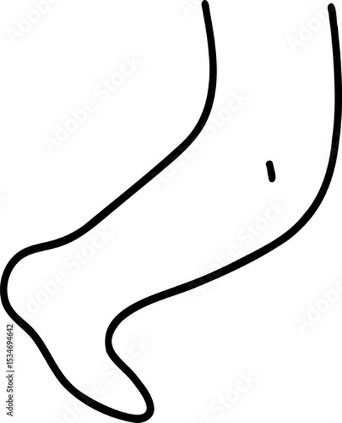 Obraz Human body element hand drawn outline, Outline of a human leg in a simple, minimalist style.