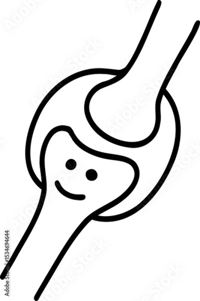 Obraz Human body element hand drawn outline, Happy cartoon joint illustration with smiling face.