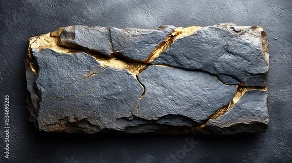 Fototapeta A full-frame black marble texture with dramatic golden veins, high-gloss finish, and rich contrast between light and dark areas