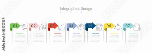 Fototapeta Infographic 7 options design elements for your business data. Vector Illustration.