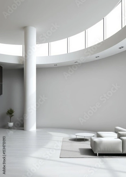 Obraz Parete vuota in ambiente moderno - empty wall light room interior - modern living room Empty room interior design  striking structures clean lines geometric shapes