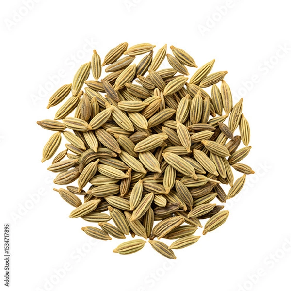 Fototapeta Heap of fennel seeds on a black background Each is tan with brown stripes oblong and tapered at the ends