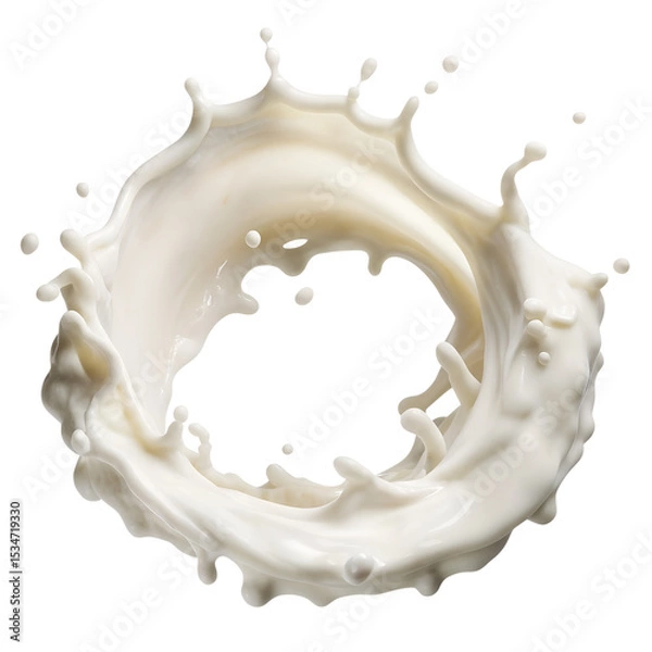Fototapeta milk splash isolated on transparent white background, clipping path