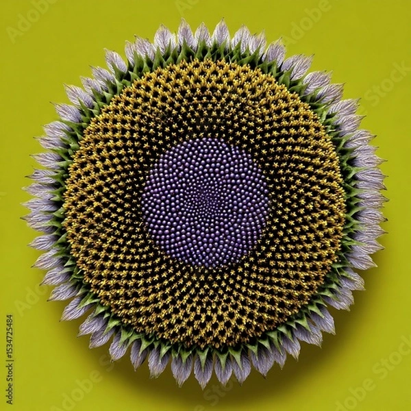 Obraz Detailed close-up view of a sunflower seed head.