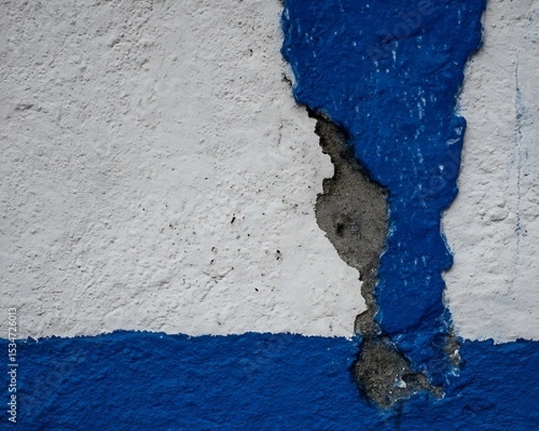 Obraz Cracked concrete wall with painted stripes.