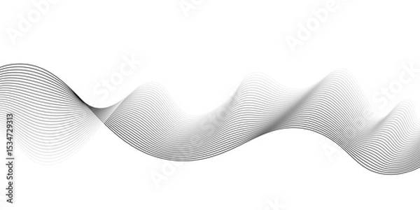 Obraz Abstract grey wave lines on transparent background. Grey wave swirl, frequency sound wave,twisted curve lines with blend effect. Technology,twisted curve lines with blend effect,