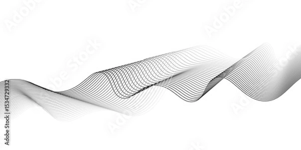 Obraz Abstract grey wave lines on transparent background. Grey wave swirl, frequency sound wave,twisted curve lines with blend effect. Technology,twisted curve lines with blend effect,