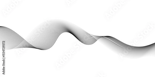 Obraz Abstract grey wave lines on transparent background. Grey wave swirl, frequency sound wave,twisted curve lines with blend effect. Technology,twisted curve lines with blend effect,