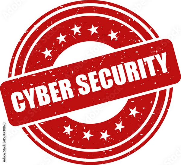 Fototapeta Cyber security red stamp, Stamp round style