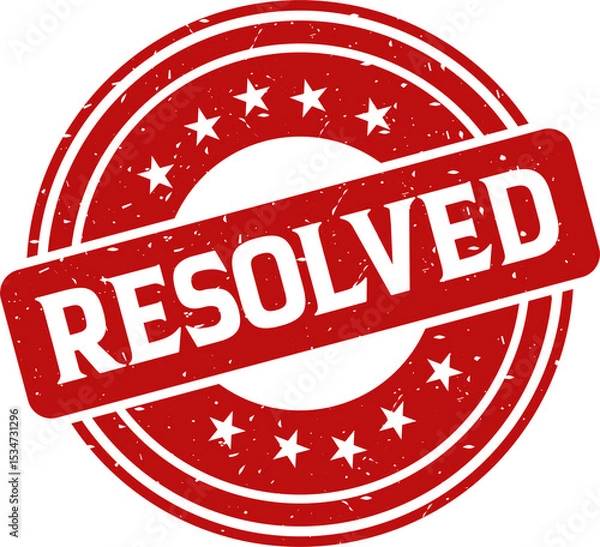 Fototapeta Resolved red stamp, Stamp round style