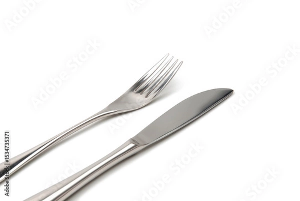 Obraz 斜めに置かれたフォークとナイフ