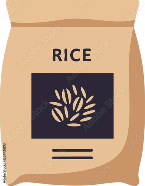 Obraz Rice bag package with grain illustration simple design vector image 