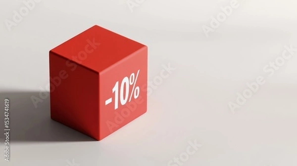 Fototapeta Red cube with 10% discount (1)