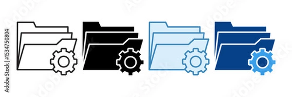 Fototapeta Documents Management Icon Set Multiple Style Collection