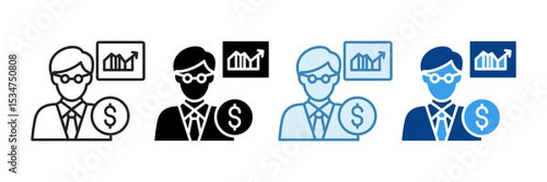 Fototapeta Finance Analyst Icon Set Multiple Style Collection