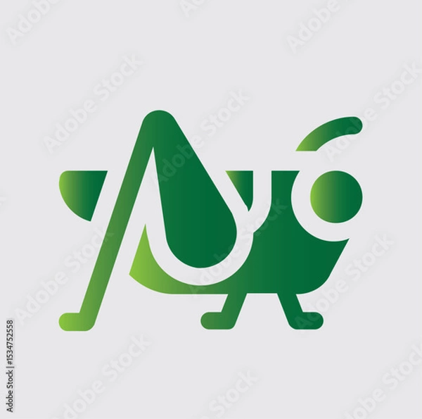 Fototapeta Grasshopper icons and logos about nature and its surroundings