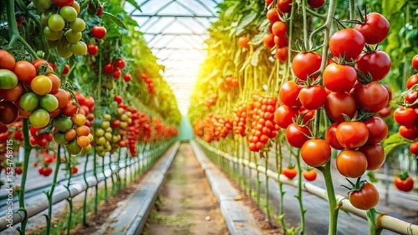 Obraz Greenhouse Tomato Farming: High-Yield Agriculture Techniques & AI-Powered Growth Optimization