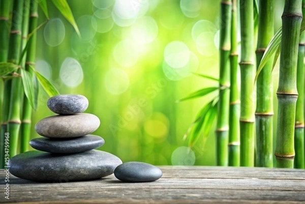 Obraz HD Zen Garden Rocks Bamboo Background Image - Peaceful Serenity Nature Scene